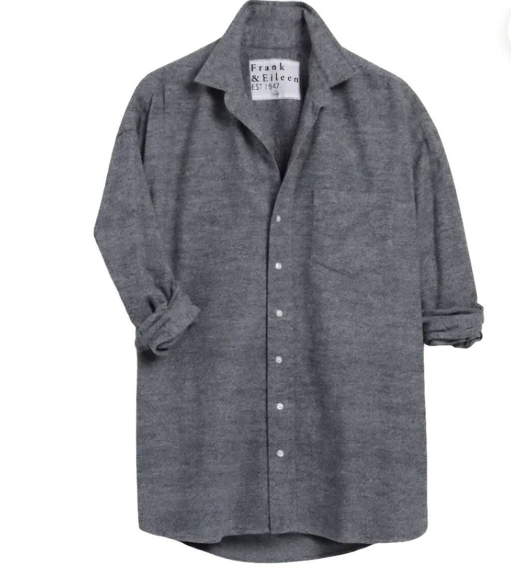Frank & Eileen Shirley Oversized Button-Up Shirt in Heather Black sz Large